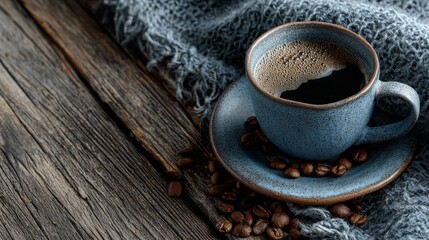 Sipping fresh coffee rustic setting food photography cozy atmosphere close-up view warm comfort