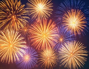 Fototapeta premium From below shot of wonderful vivid fireworks exploding on background of black night sky