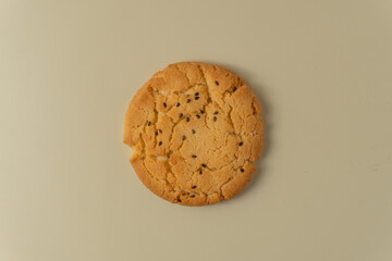 Sesame topped cookies arranged neatly