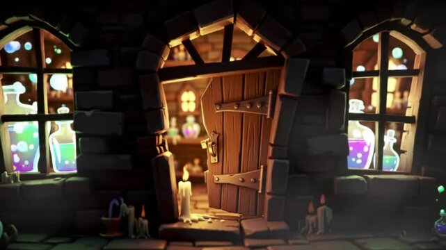 Enchanted Potion Shop in Foggy Alley