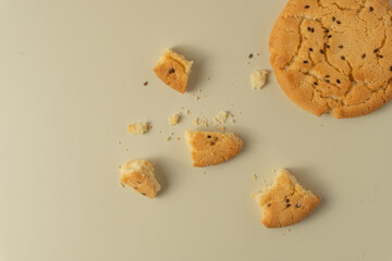 Sesame topped cookies arranged neatly