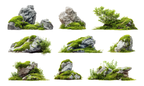 Collection of rocks and moss
