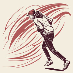 Runner in motion with abstract background running