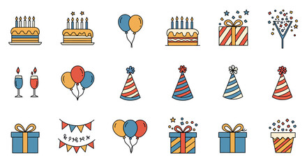 Colorful Birthday Party Elements Collection