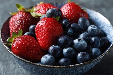 Obraz premium Bowl of strawberries and blueberries