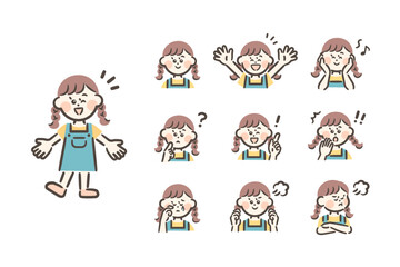 Vector illustrations of children's facial expressions