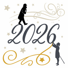 Vintage inspired typography design with figures and stars retro 2026