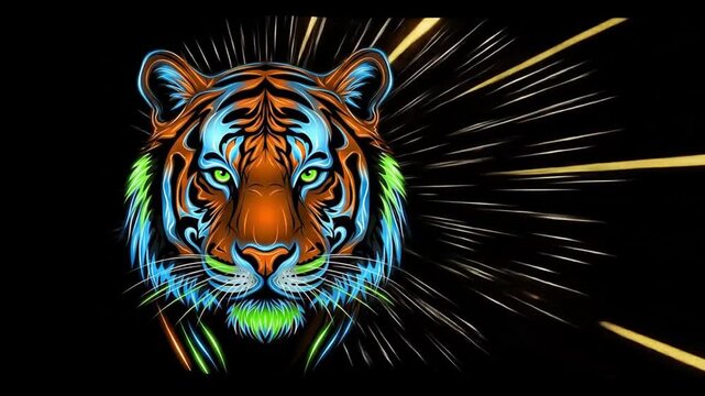 Neon Tiger Burst: Vibrant Feline Energy
