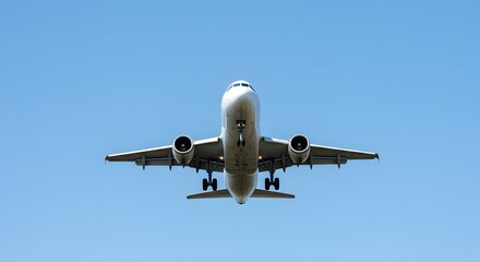 Majestic Airplane Descending Against a Clear Sky