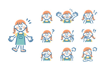 Vector illustrations of children's facial expressions