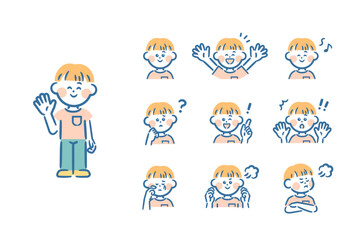 Vector illustrations of children's facial expressions