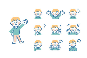 Vector illustrations of children's facial expressions