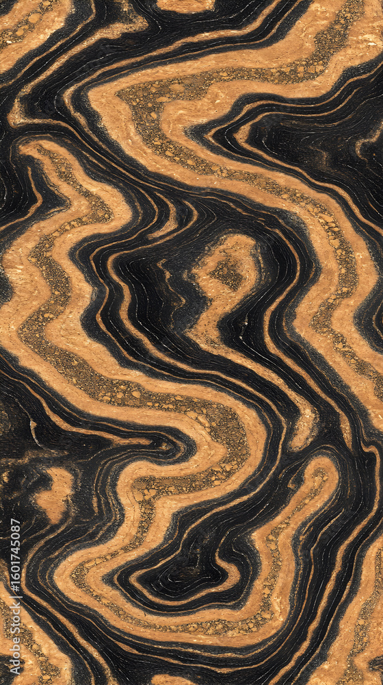 Aufkleber abstract image of swirling black and tan patterns.