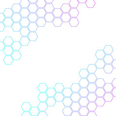 Abstract hexagonal network on white background. Hexagon geometric abstract gradient banner design.