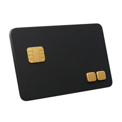 Black Credit Card with Gold Details on Transparent Background