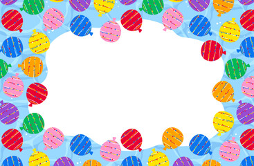 カラフル水風船 フレーム 水面 水たまり 白