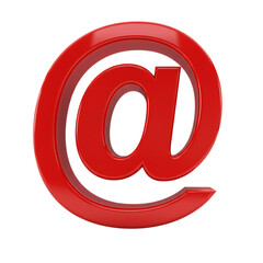 Red At Sign Symbol 3D Render on Transparent Background