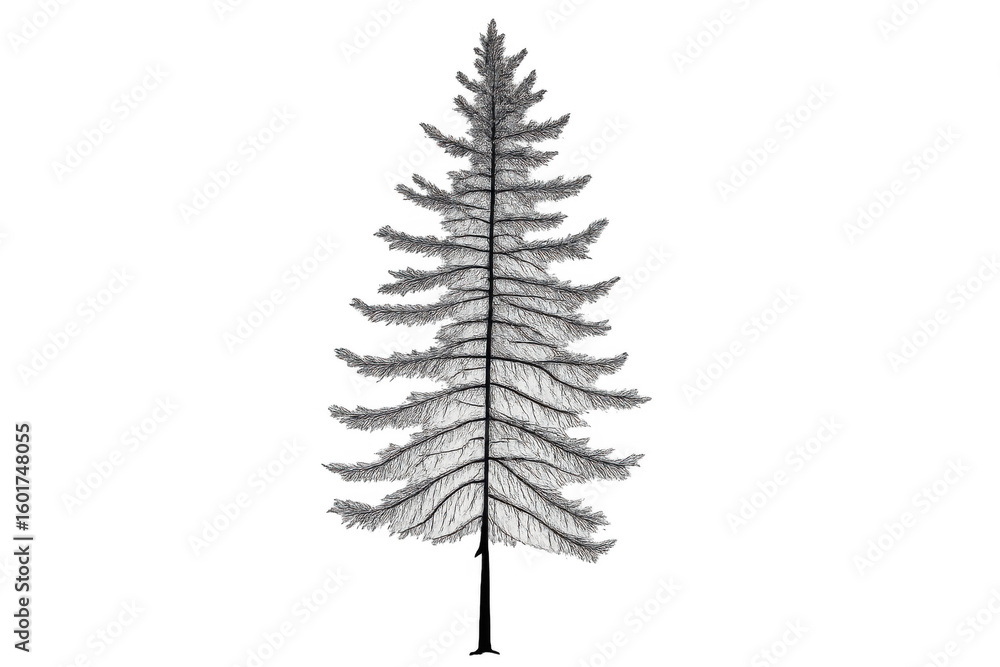 Poster white fir tree standing isolated against transparent background, enhancing architectural renderings 