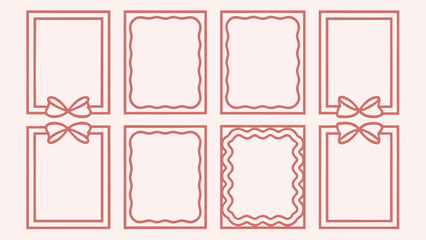 Decorative rectangular frames with ornate borders and floral elements frames set with bows and wavy edges