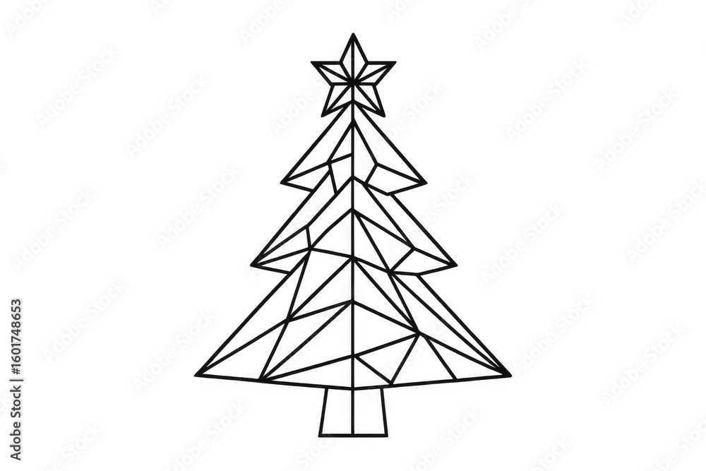 Aufkleber geometric christmas tree constructed from intersecting linear patterns, star-crowned, floating again