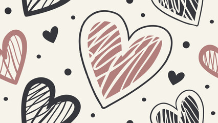 Whimsical Heart Pattern in Soft Colors Against a Light Background