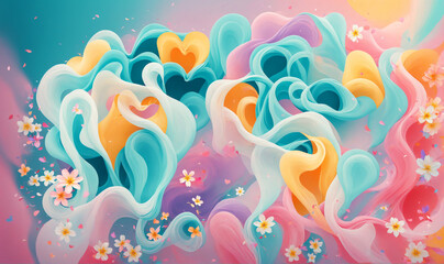 Fototapeta premium whimsical clouds and colorful swirling shapes