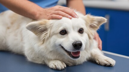 Dog being examined by a person