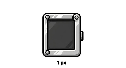 A cartoon illustration of a modern foldable smartphone device, partially open in a tent-like position on a white background.