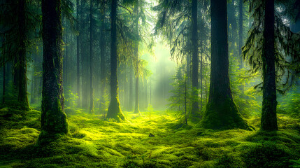 Naklejka premium Enchanted Mossy Forest