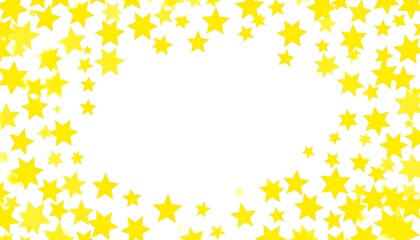 Yellow star confetti border on white background