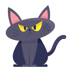 Flat Halloween Black Cat Icon