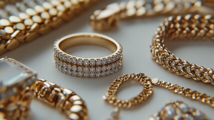 Obraz premium Gold and diamond jewelry collection