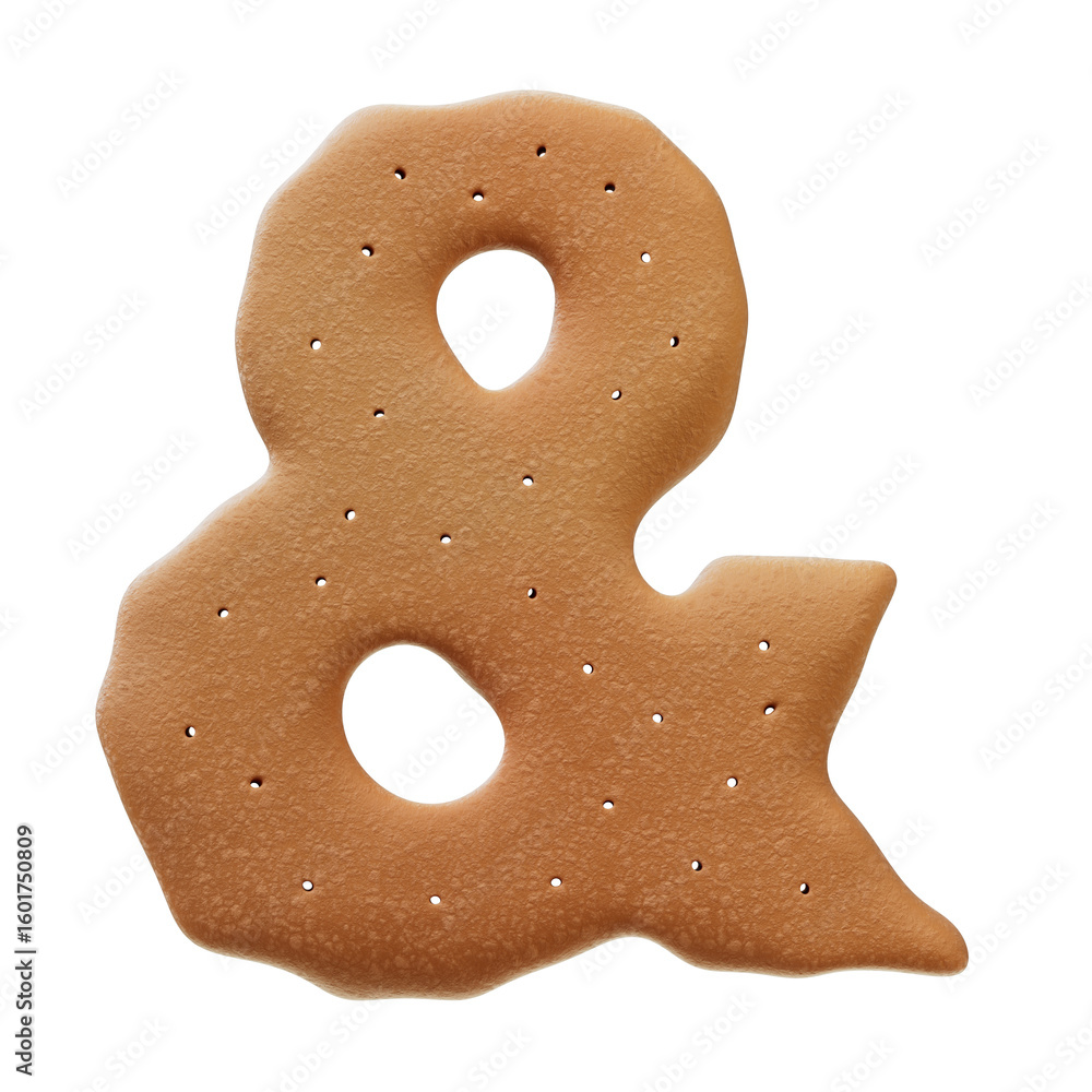 Fototapete 3d font.chocolate biscuit donut font concept. isometric alphabet. numbers and letters. 3d rendering 