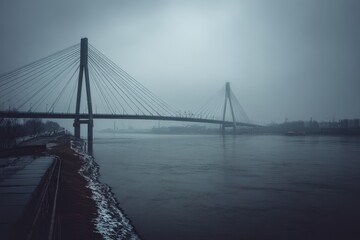 Fototapeta premium Bridge over river on a cloudy day