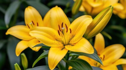 Obraz premium Closeup vivid yellow lily