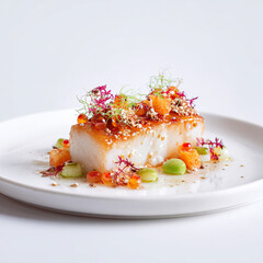 Clownfish-Inspired Fusion Seafood Dish on Transparent Background

