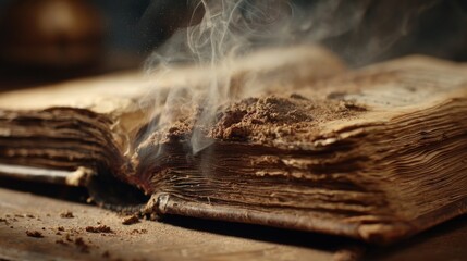 Aged book, smoke damage
