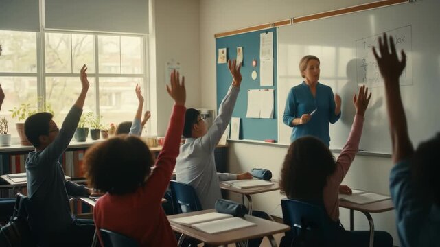 Diverse Students Actively Participating in a Classroom Lesson