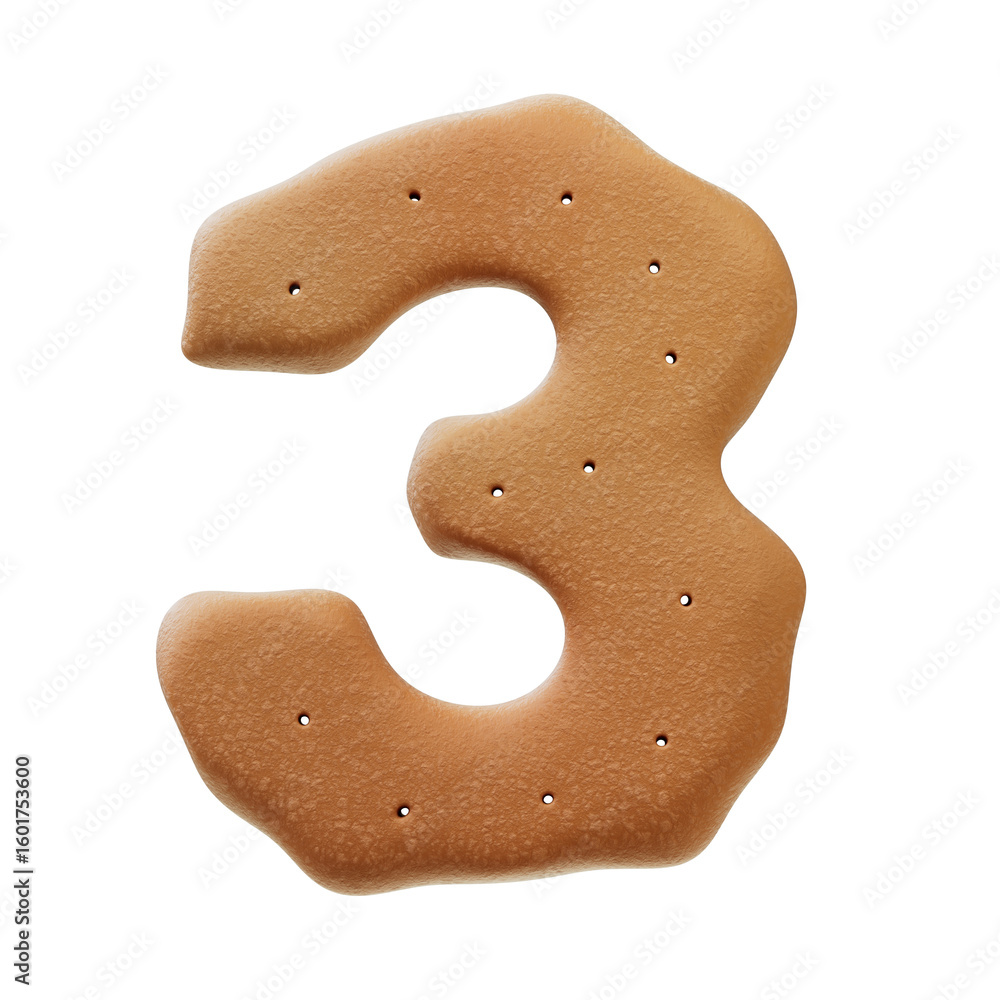 Fototapete 3d font.chocolate biscuit donut font concept. isometric alphabet. numbers and letters. 3d rendering 