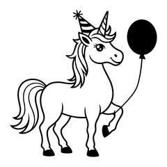 Unicorn with Balloon Silhouette