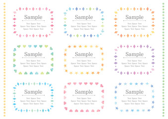 Set of 9 cute watercolor rectangular frames