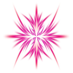 Pink and red symmetrical abstract shape with inward glowing light on transparent background
