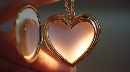 Heart locket glowing softly