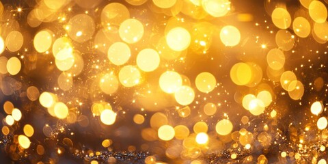 A close-up of golden fairy lights softly blurred into a glowing abstract background