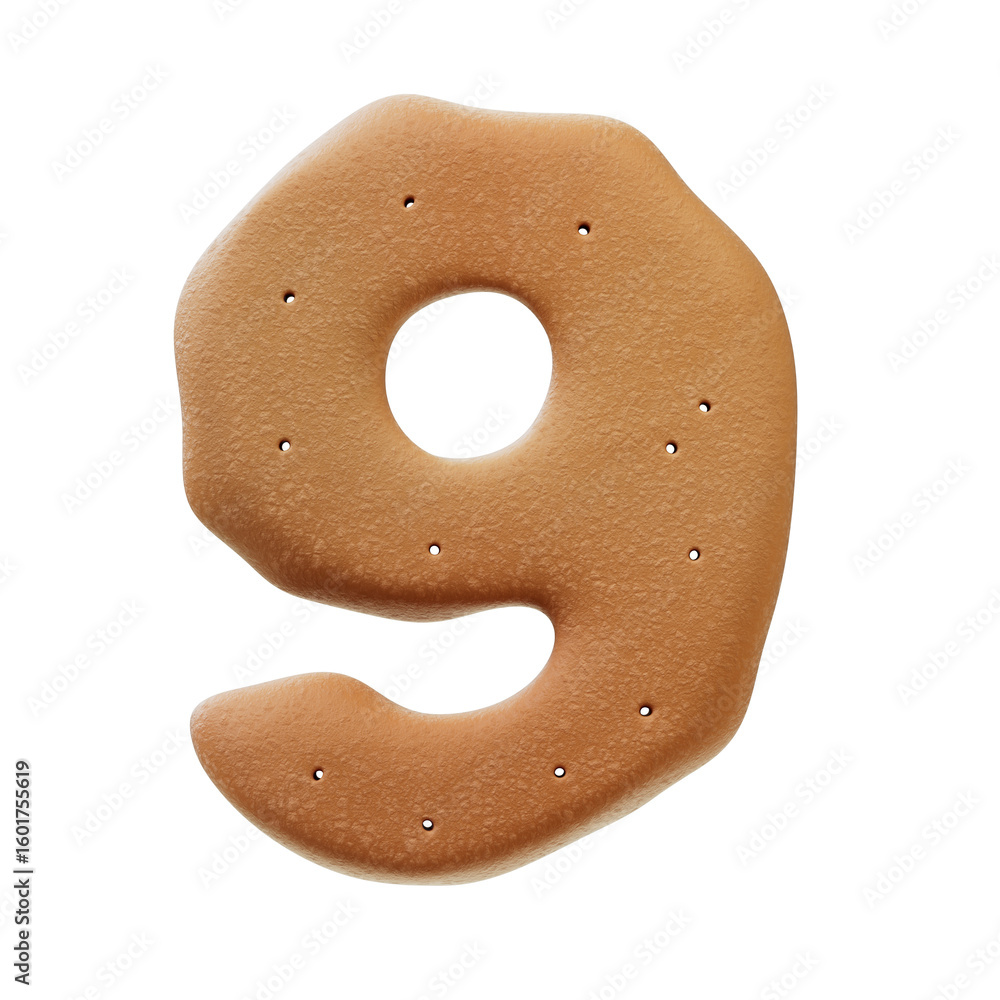Fototapete 3d font.chocolate biscuit donut font concept. isometric alphabet. numbers and letters. 3d rendering 