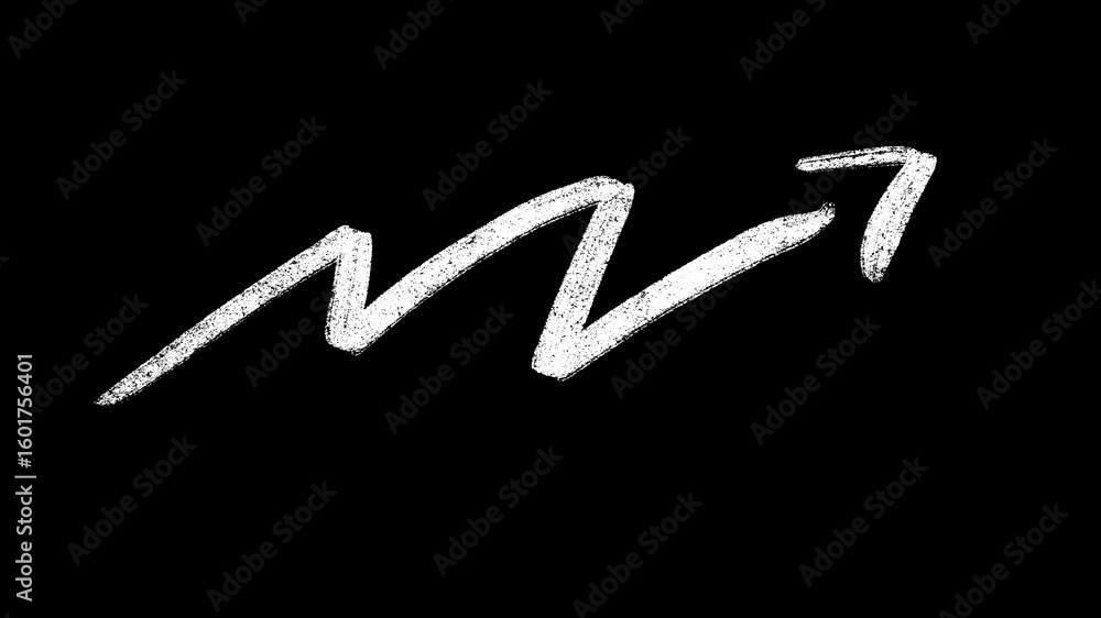 Poster animated hand drawn growth chart arrow on a black background scribble loop video