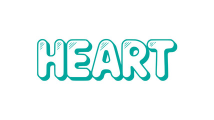 Fototapeta premium Teal Hand-Drawn Heart Word Art.
