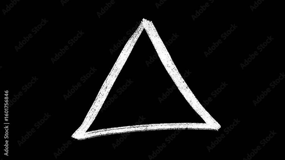 Poster animated hand drawn triangle shape element on black background