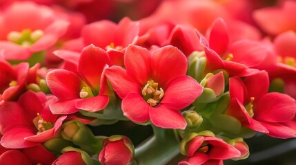 Obraz premium Bright red flowers cluster close up