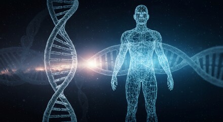 Human DNA Structure and Digital Body – Genetics and Biotechnology Concept 3